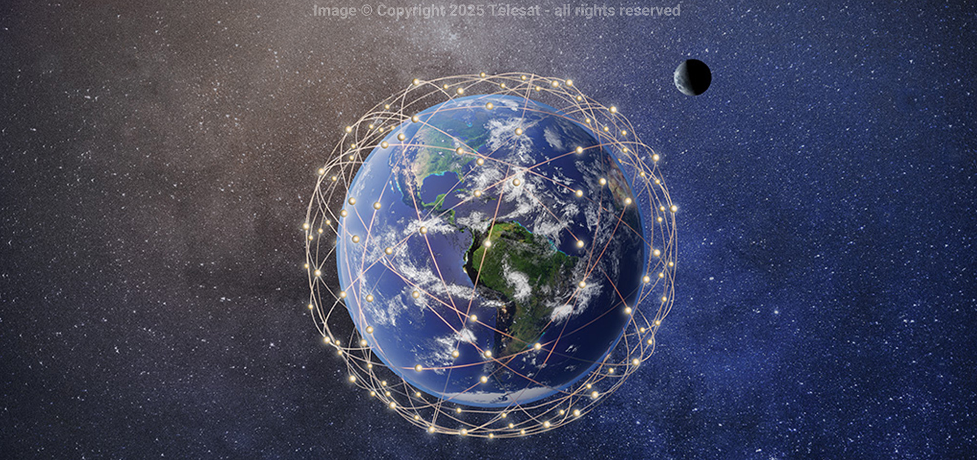 Earth surrounded by communication satellites