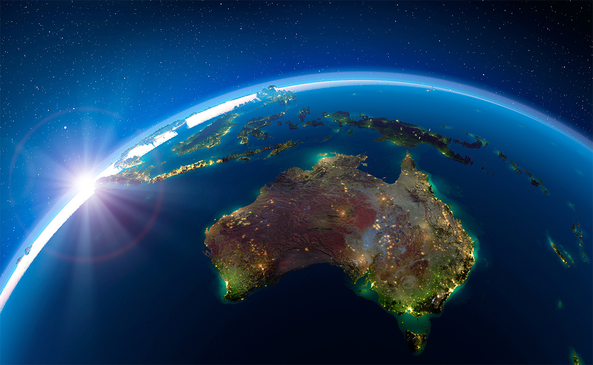 high orbit view of Australuia and the South East Asia