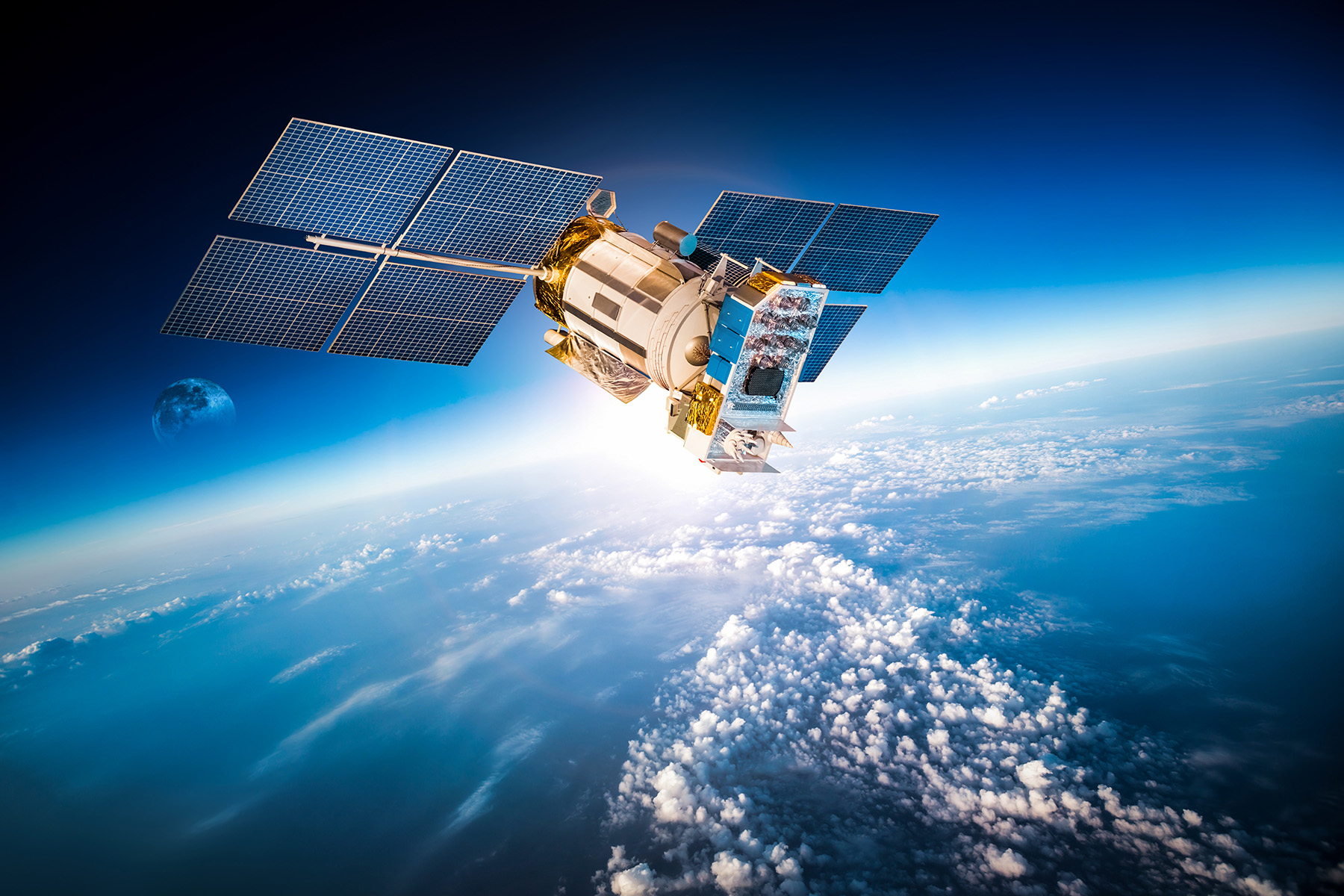 Satellite in space orbitting the Earth