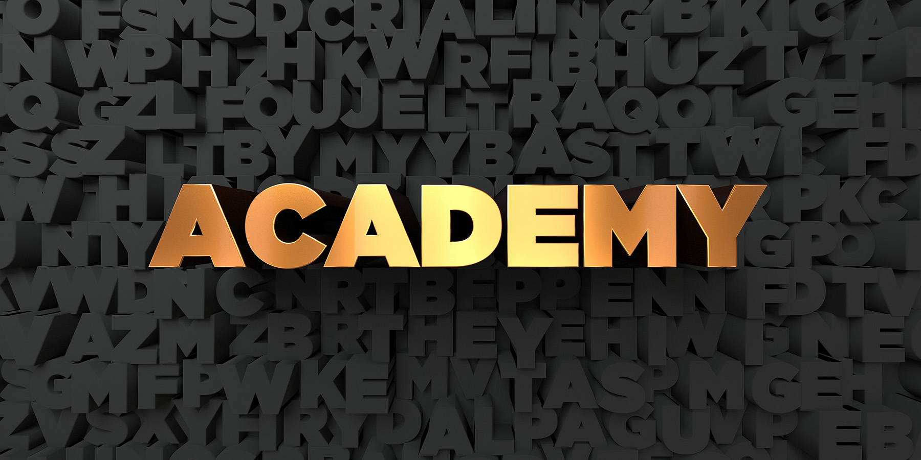 The word Academy in gold letters