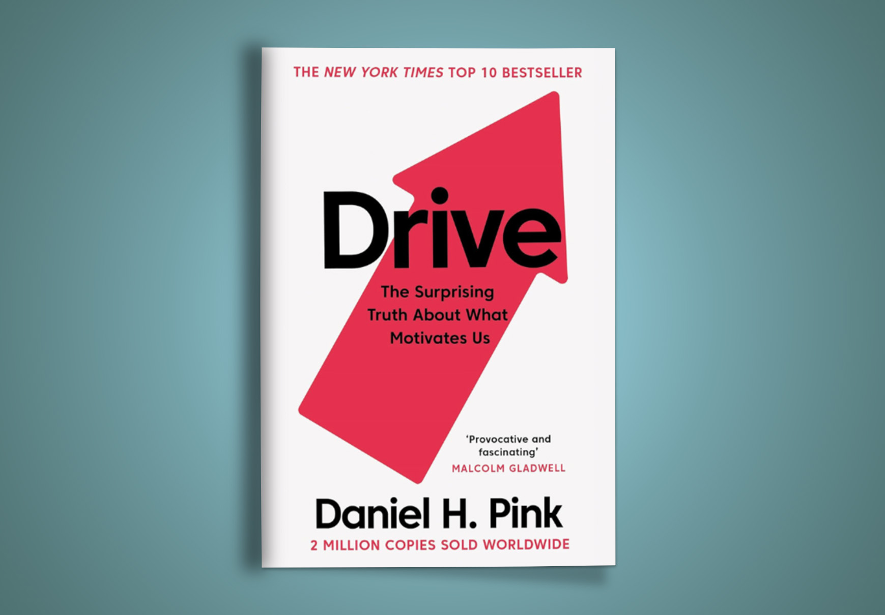 The cover of the Drive book. Simple text and a red arrow design