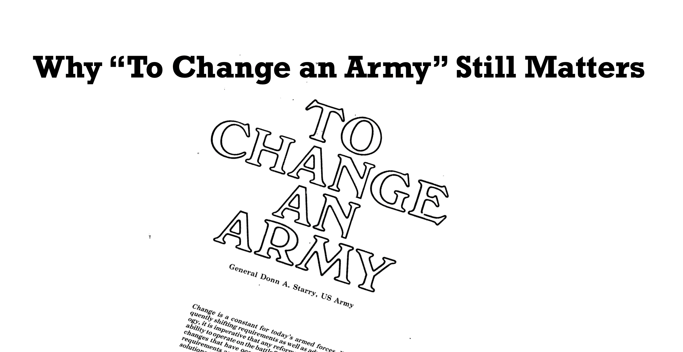 Title Why “To Change an Army” Still Matters