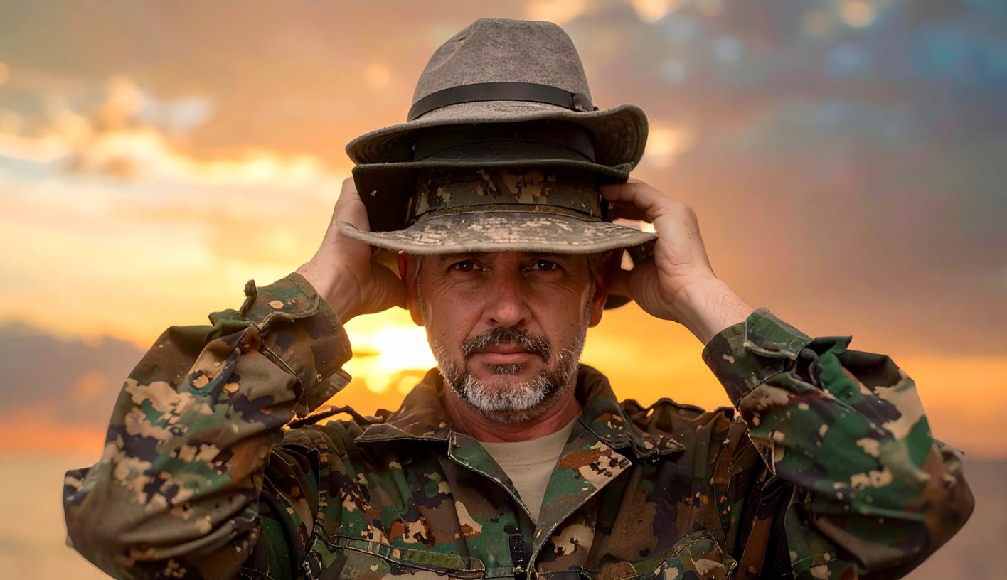 Australian Soldier with multiples hats on 