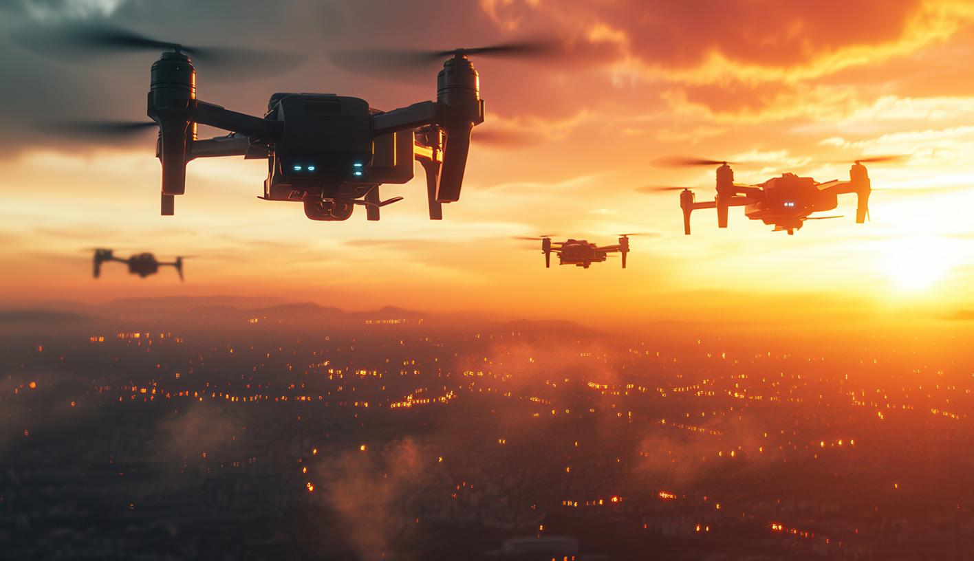 A flock of miilitary drones