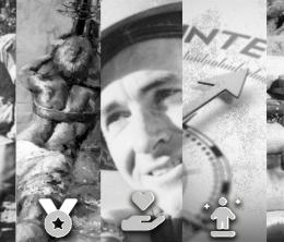 Montage of images from the ADF Value course with symbols for each value