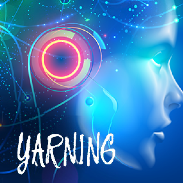 Yarning Learning Icon - AI woman on blue