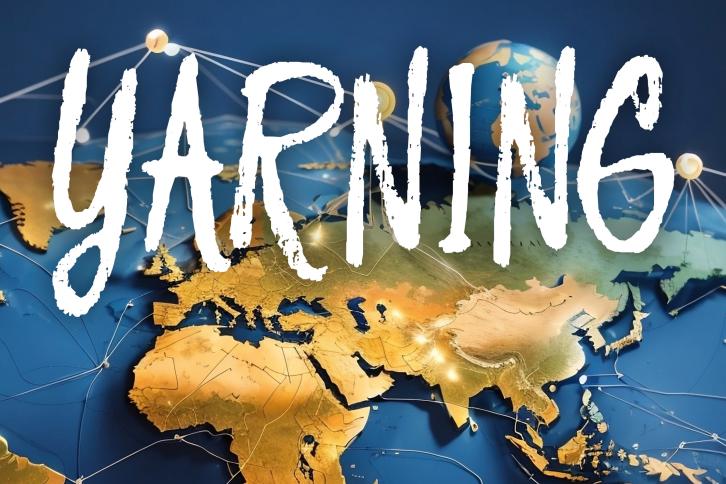 Yarning Magazine cover showing a section of a world map