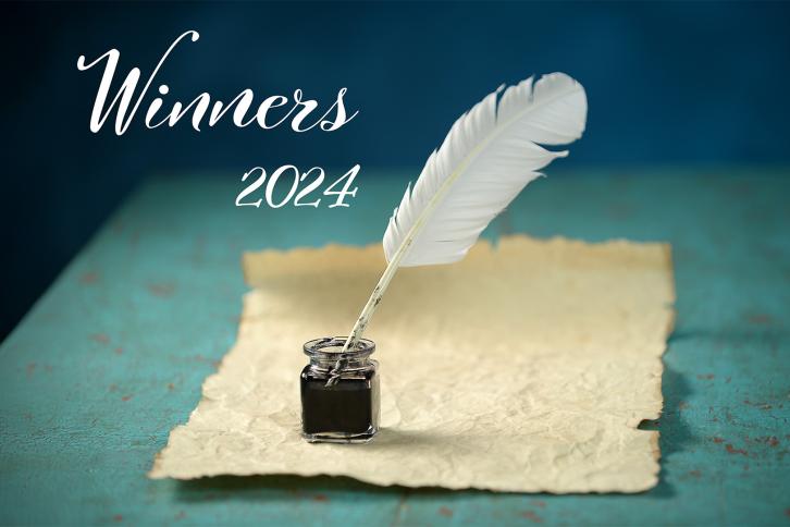 A parchment and quill with the title Winners 2024 superimposed.