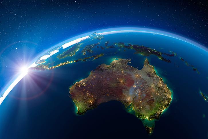 high orbit view of Australuia and the South East Asia