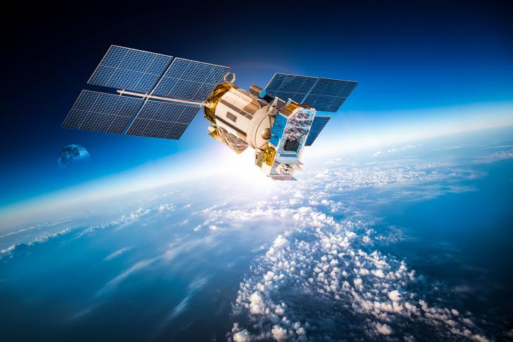 Satellite in space orbitting the Earth