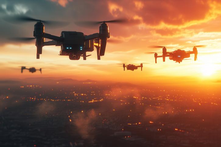 A flock of miilitary drones