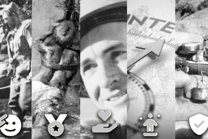 Montage of images from the ADF Value course with symbols for each value