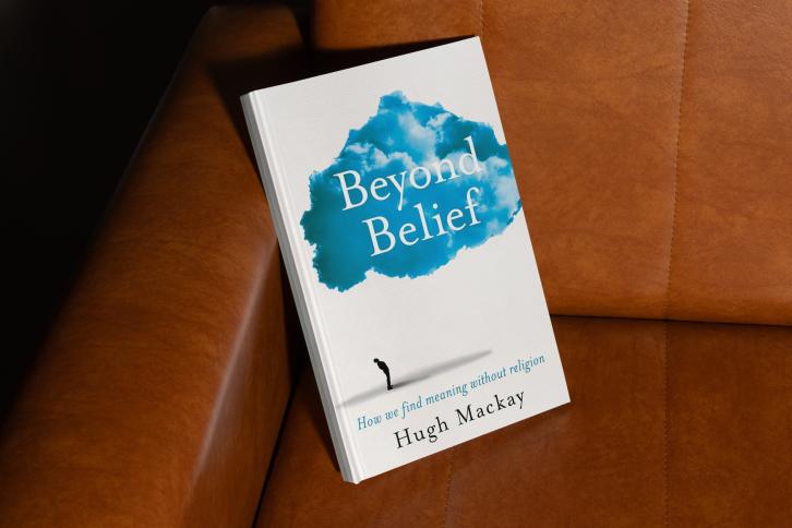 Boook Cover for Beyond Belief, a man looking up at a blue cloud