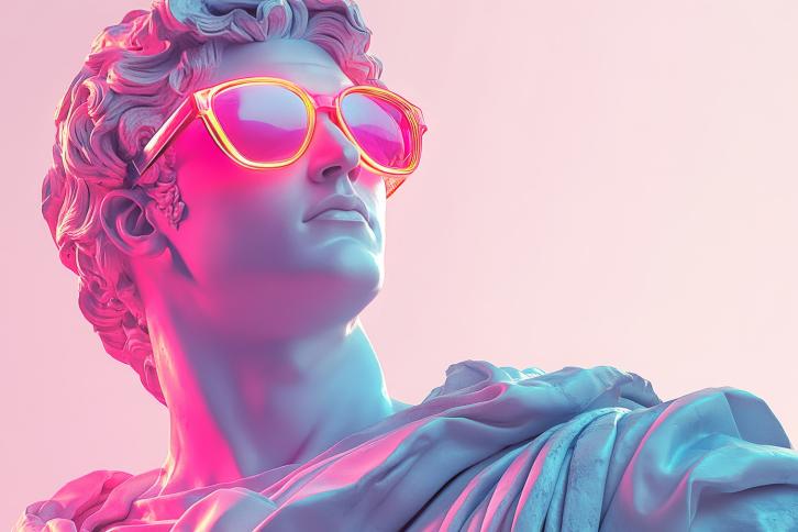 Statue wearing sunglasses meme template