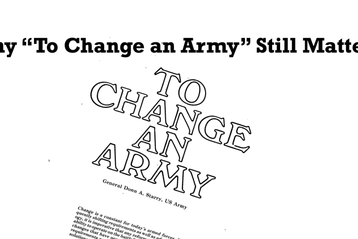 Title Why “To Change an Army” Still Matters