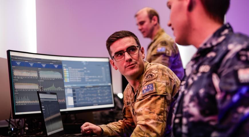 A Trooper working at the Commercial Operations (JCO) cell, Adelaide.