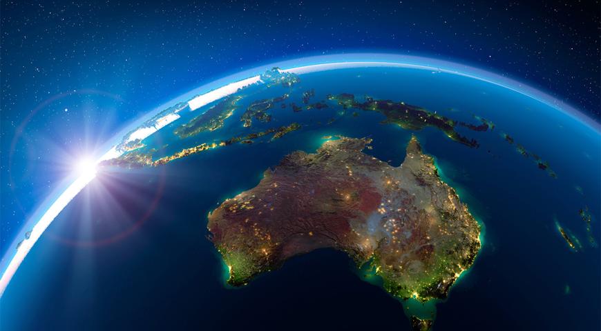 high orbit view of Australuia and the South East Asia