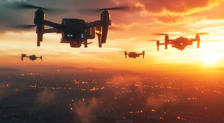 A flock of miilitary drones