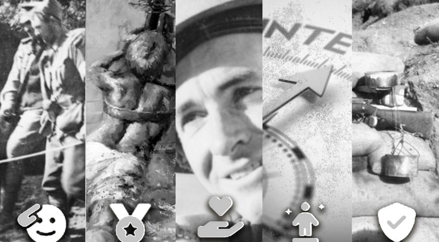 Montage of images from the ADF Value course with symbols for each value