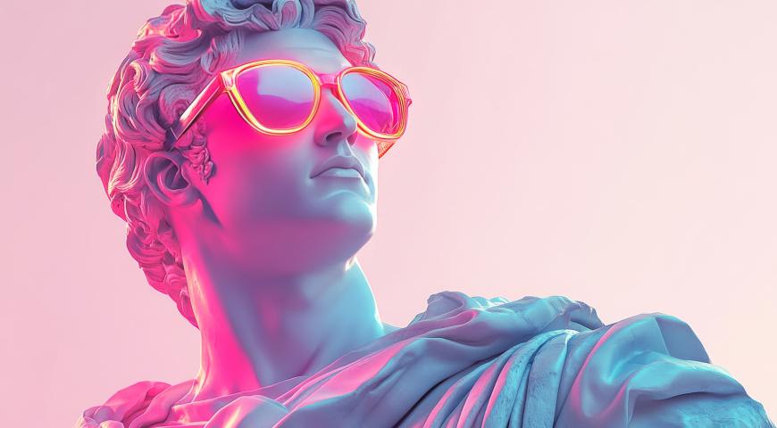 Statue wearing sunglasses meme template