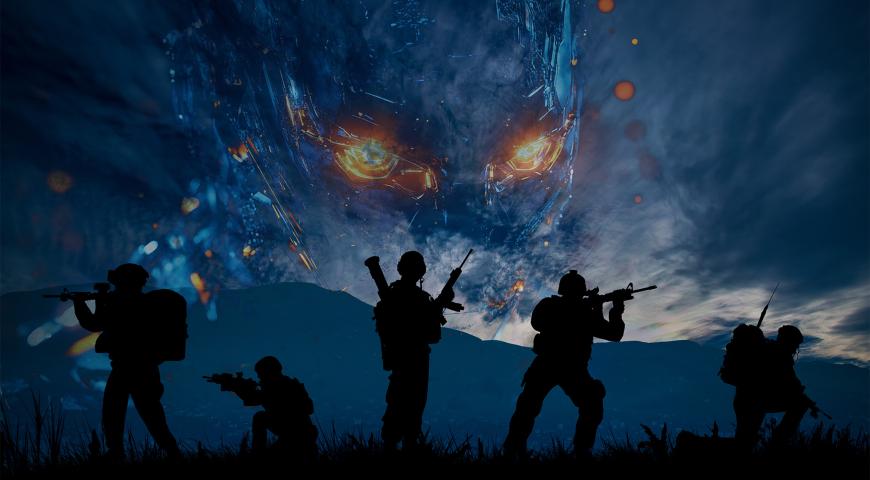Ai haunting soldiers on a battlefield