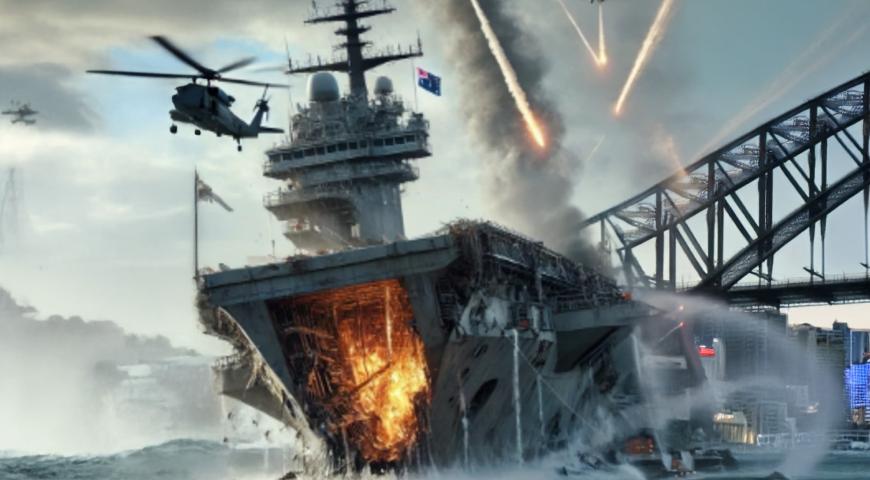 Battleship being 'punched in the face' in Sydney harbour