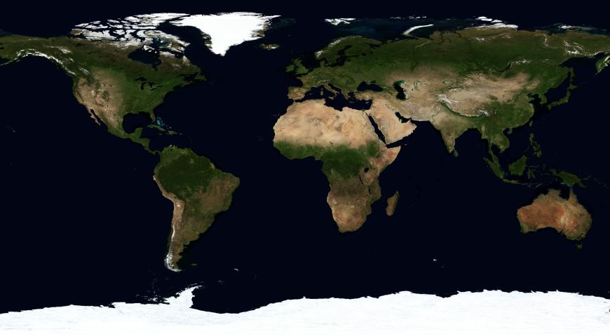 Map of earth and the oceans