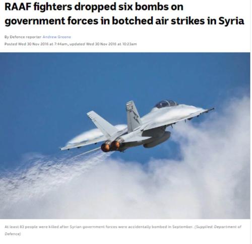 News headline about RAAF's accidental bomb dropping