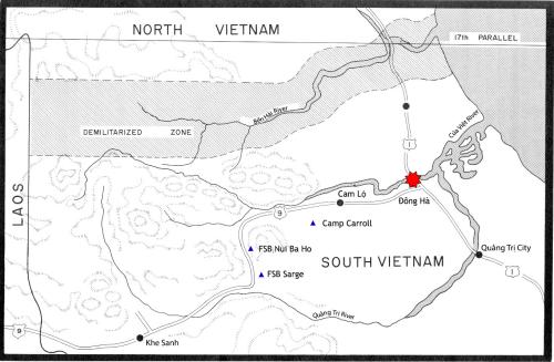 Map showing the relationship of the Dong Ha bridge to the DMZ