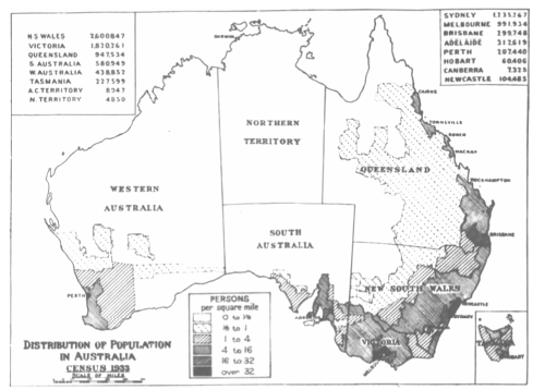 Australia's population is clearly in the South East Corner