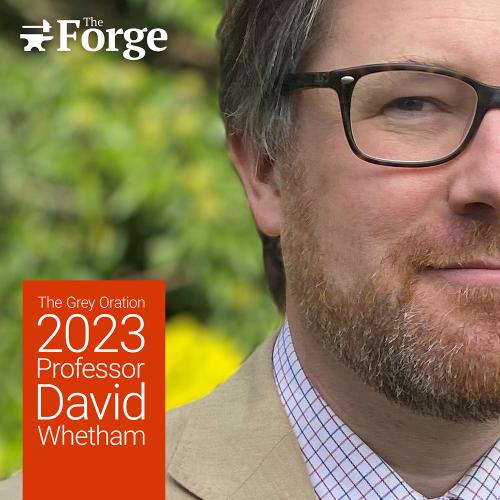Grey Oration 2023 cover art Portrait of David Whetham