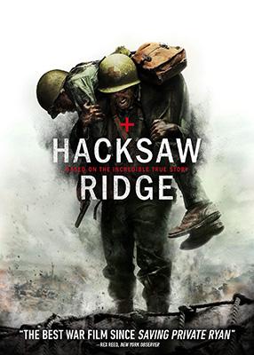 Movie poster Hacksaw Ridge - A solider carrying another wounded soldire, done in a painted style