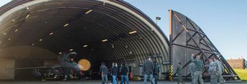 USAF F-22 in hardened aircraft shelter at Spangdahlem, Germany