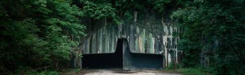 Entrance to an abandoned underground hangar in Croatia