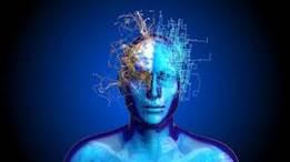 Blue shaded head with spiralling thoughts