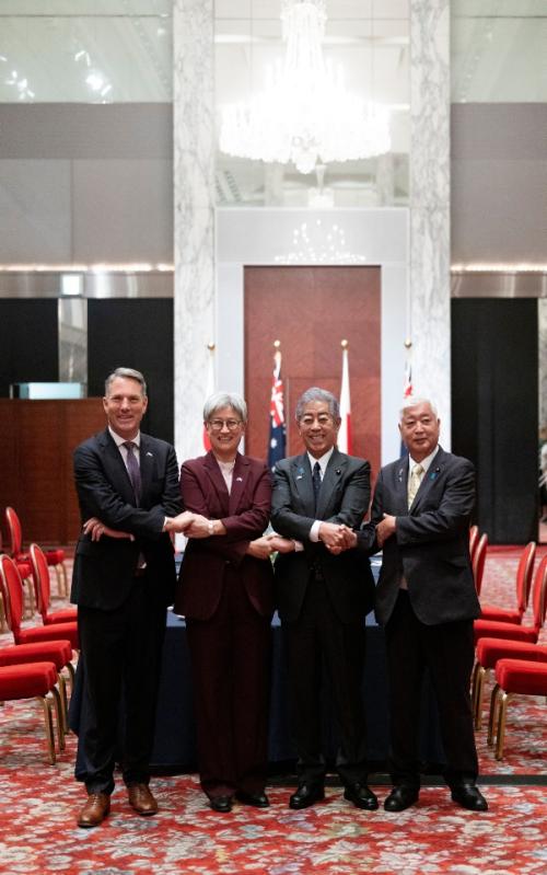 Deputy Prime Minister and Minister for Defence, the Hon Richard Marles, Minister for Foreign Affairs, Senator the Hon Penny Wong, Japanese Minister of Defense Nakatani Gen, and Foreign Minister Iwaya Takeshi