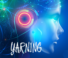 Yarning Learning Icon - AI woman on blue